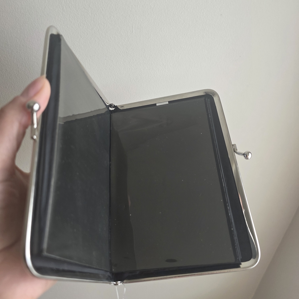 Silver Crocodile Print Embossed Photo Album Clutch - Picture 2 of 4